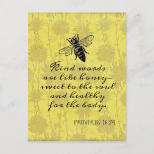 Kind Words Like Honey Quote Postcard
