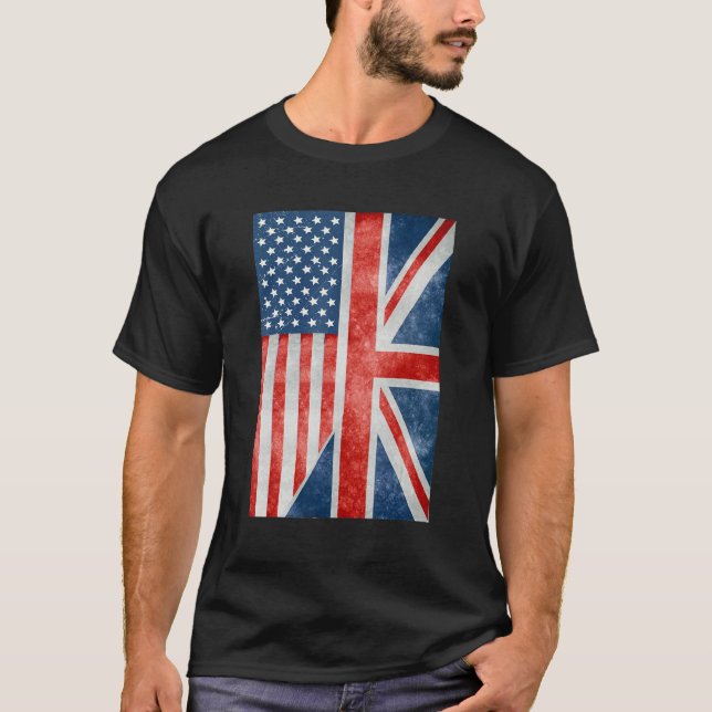 Kinda American Kinda British I'm Both Us Uk Flag F T-Shirt (Front)