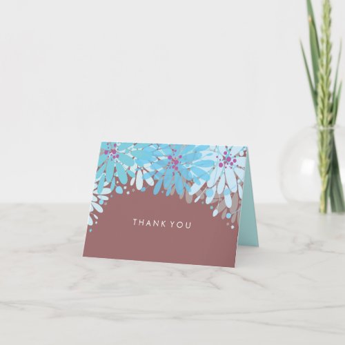 KINDA BLUE FLOWERS Folded Thank You Card