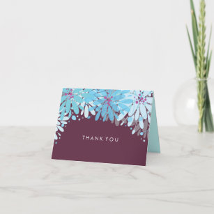 KINDA BLUE FLOWERS Folded Wedding Thank You Card