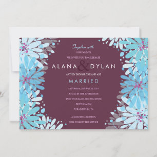 KINDA BLUE FLOWERS Jewish Wedding Invitation