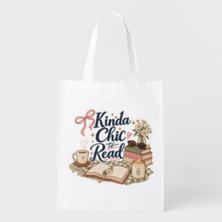 Kinda Chic to Read Book Lover Aesthetic | Cozy Rea Grocery Bag