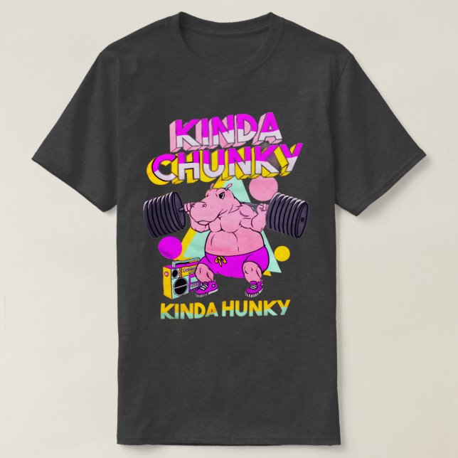 Kinda Chunky Kinda Hunky Bodybuilding Gym Long Sle T-Shirt (Design Front)