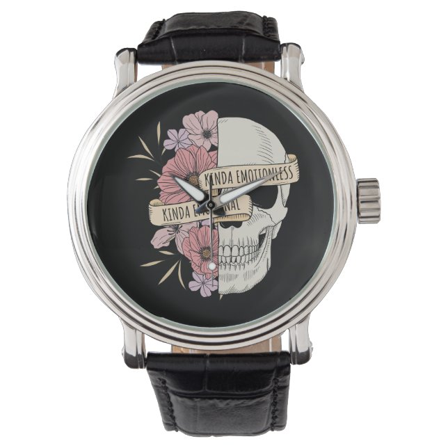 Kinda Emotional Skull & Flowers Watch (Front)