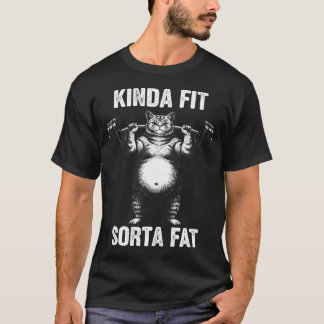 Kinda Fit Sorta Fat Cat Weightlifting Funny Gym T-Shirt
