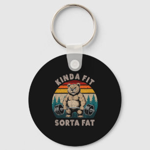 Kinda Fit Sorta Fat - Funny Gym Bear Weightlifting Keychain