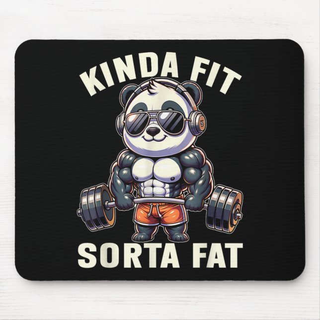 Kinda Fit Sorta Fat - Funny Gym Bear Weightlifting Mouse Pad (Front)