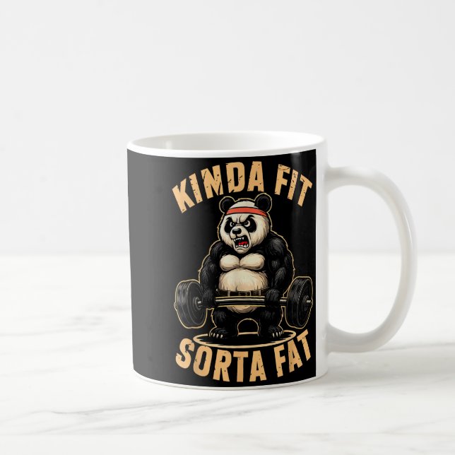 Kinda Fit Sorta Fat - Funny Gym Panda Weightliftin Coffee Mug (Right)