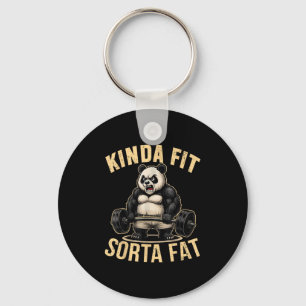 Kinda Fit Sorta Fat - Funny Gym Panda Weightliftin Keychain