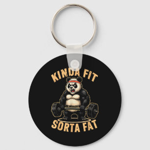 Kinda Fit Sorta Fat - Funny Gym Panda Weightliftin Keychain