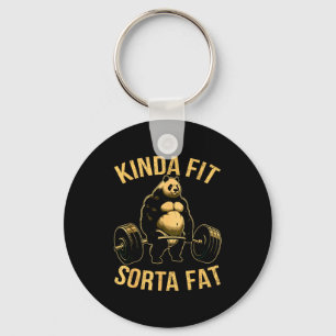 Kinda Fit Sorta Fat Funny Gym Panda Weightlifting Keychain