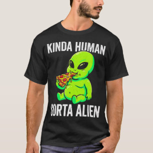 Kinda Human Sorta Alien Funny Chubby Alien Eating T-Shirt