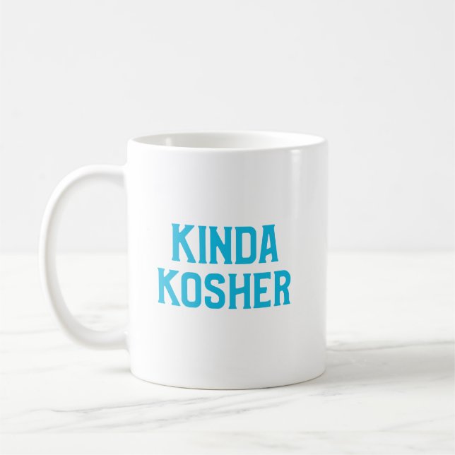 Kinda Kosher Funny Jewish Kashrut Pareve Coffee Mug (Left)