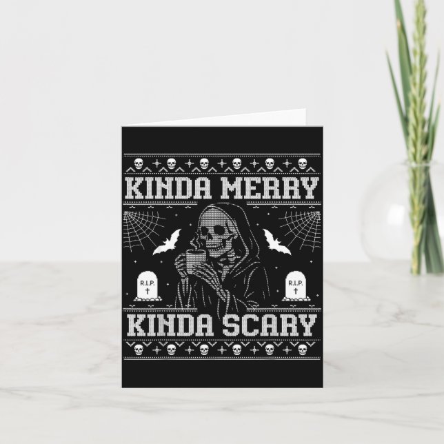 Kinda Merry Kinda Y Alt Goth Ugly Christmas Sweate Card (Front)