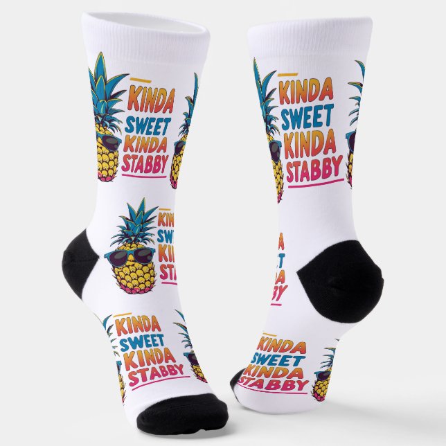 Kinda Sweet Kinda Stabby Pineapple Socks (Angled)