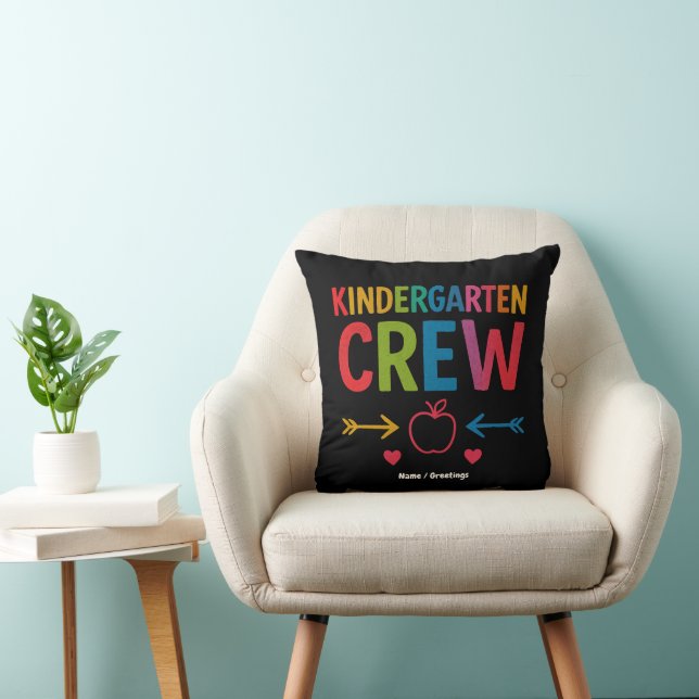 Kinder Crew Funny Kindergarten Fun Back To School Throw Pillow (Chair)