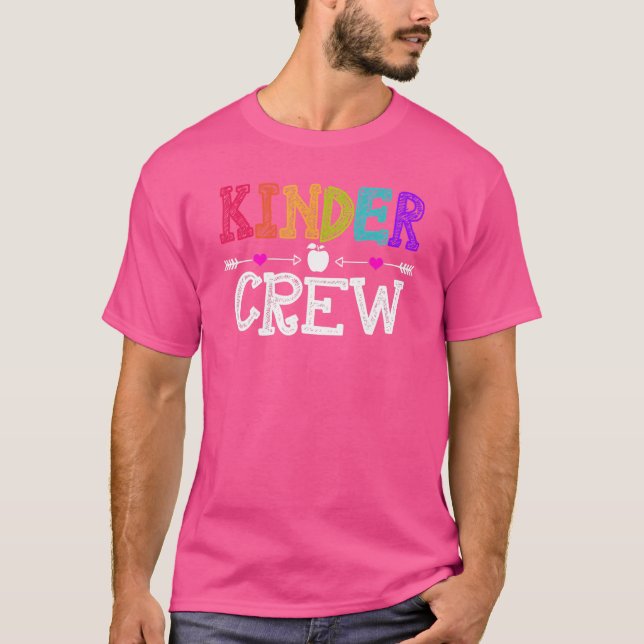 Kinder Crew  Kindergarten Teacher 1st Day Of Schoo T-Shirt (Front)