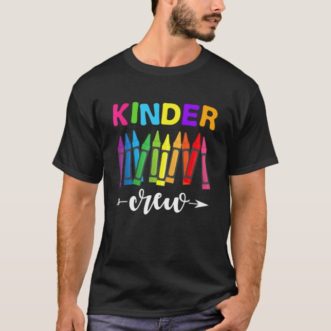Kinder Crew Kindergarten Teacher 1st Day Of School T-Shirt (Front)