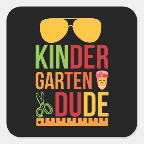 Kinder Garten Dude Square Sticker
