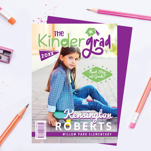 Kinder Grad Fun Kindergarten Photo Magazine Cover Announcement