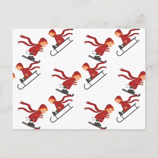 Kinder Schlitten Ski children sleight Postcard (Front)