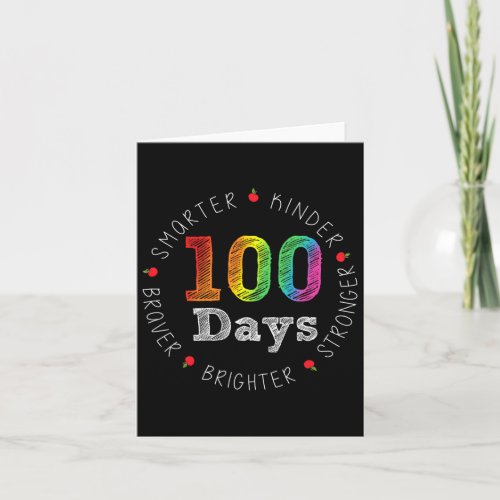 Kinder Stronger Brighter 100 Days Of School  Card