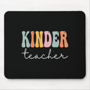 Kinder Teacher Retro Groovy Women Happy First Day Mouse Pad