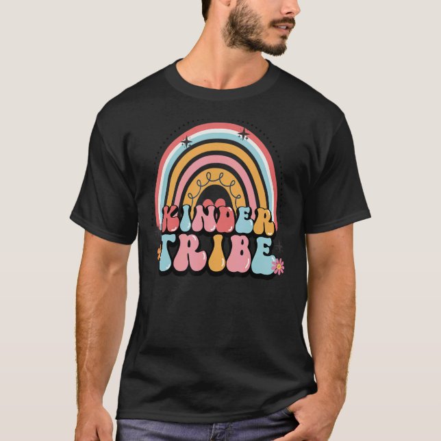 Kinder Tribe Cute Groovy Back To Schook Teacher St T-Shirt (Front)