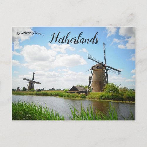 Kinderdijk Molenlanden Netherlands Postcard