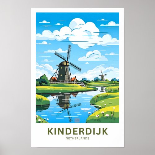 Kinderdijk Netherlands Island Travel Print