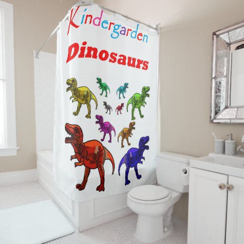 Kindergarden Shower Curtain Dinosaurs