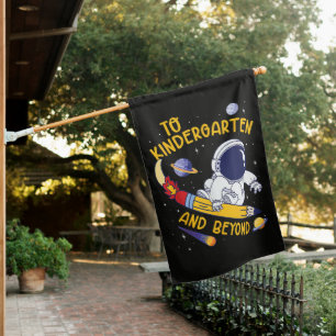 Kindergarten And Beyond Astronaut Back To School House Flag