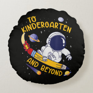 Kindergarten And Beyond Astronaut Back To School Round Pillow