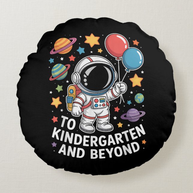 kindergarten and beyond astronaut space round pillow (Front)