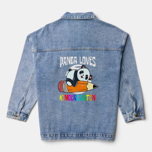 Kindergarten Appreciation Baby Panda Loves Kinderg Denim Jacket