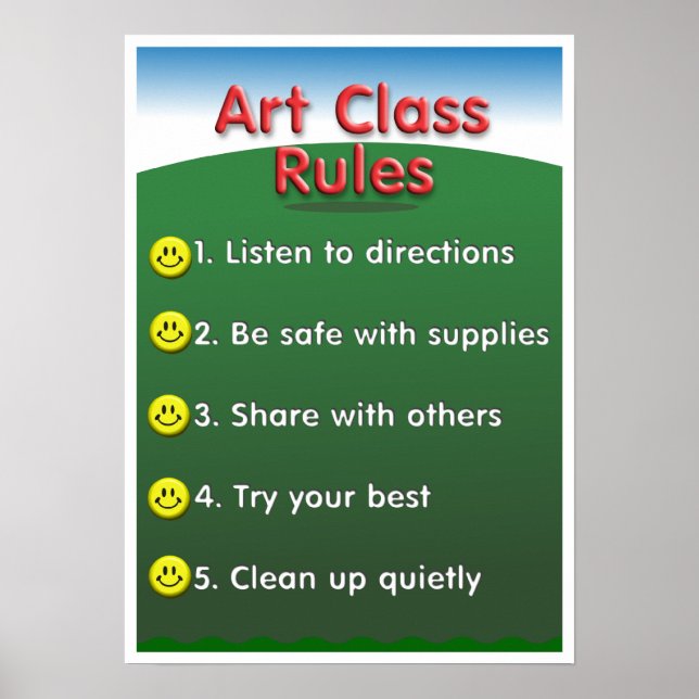 Kindergarten art class rules poster (Front)