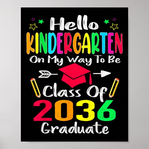 Kindergarten Back To School Cl Of 2036 Grow With M Poster