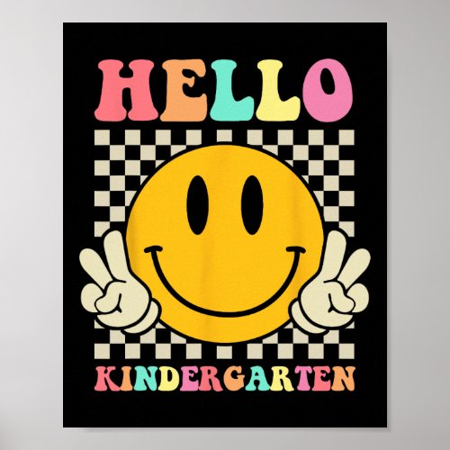 Kindergarten Back To School Groovy Teacher Student Poster