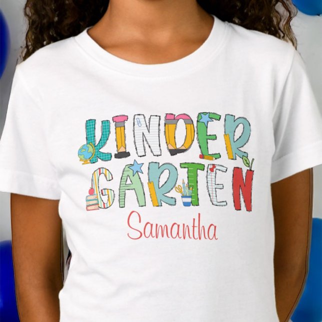 Kindergarten Back to School Personalized Script T-Shirt (Creator Uploaded)