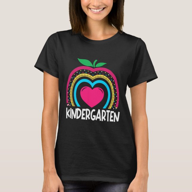 Kindergarten Boho Rainbow teacher team Kinder squa T-Shirt (Front)