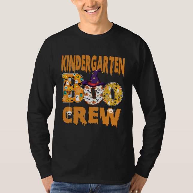 Kindergarten Boo Crew Teacher Halloween T-Shirt (Front)