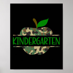 Kindergarten Camouflage Apple First Day of School Poster