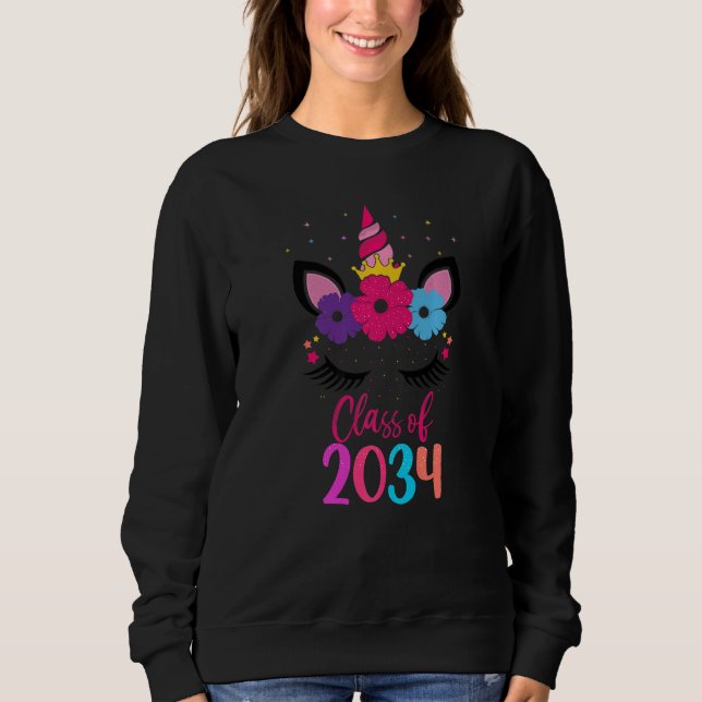Kindergarten Class Of 2034 Unicorn First Day Of Sc Sweatshirt (Front)