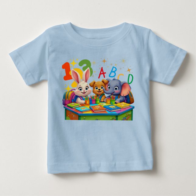 Kindergarten Cuties – ABC Animal Friends Toddler  Baby T-Shirt (Front)