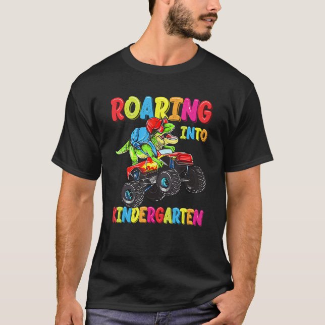 Kindergarten Dinosaur Monster Truck Back To School T-Shirt (Front)