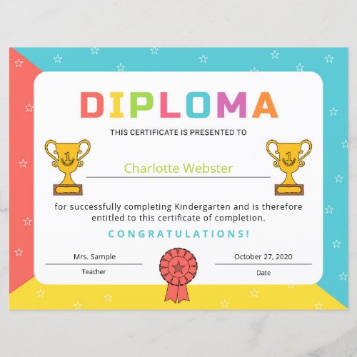 Kindergarten Diploma Elementary DiplomaCertificate