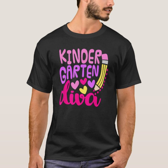 Kindergarten Diva Girls First Day Of Kindergarten T-Shirt (Front)