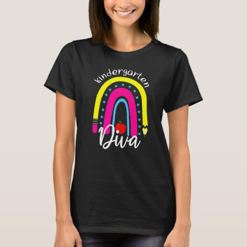 Kindergarten Diva Rainbow Teacher Student Back To  T_Shirt