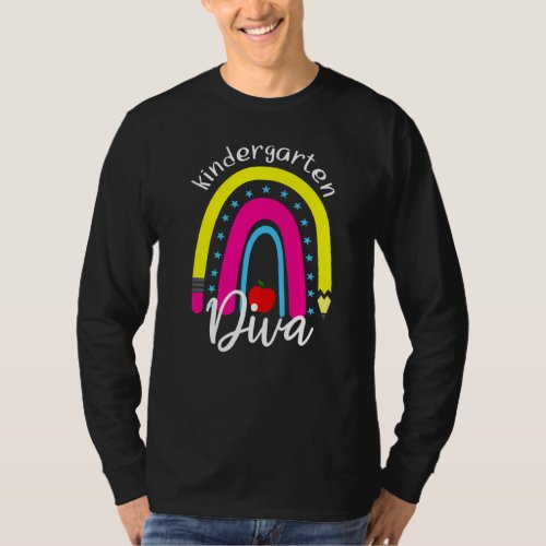 Kindergarten Diva Rainbow Teacher Student Back To  T_Shirt