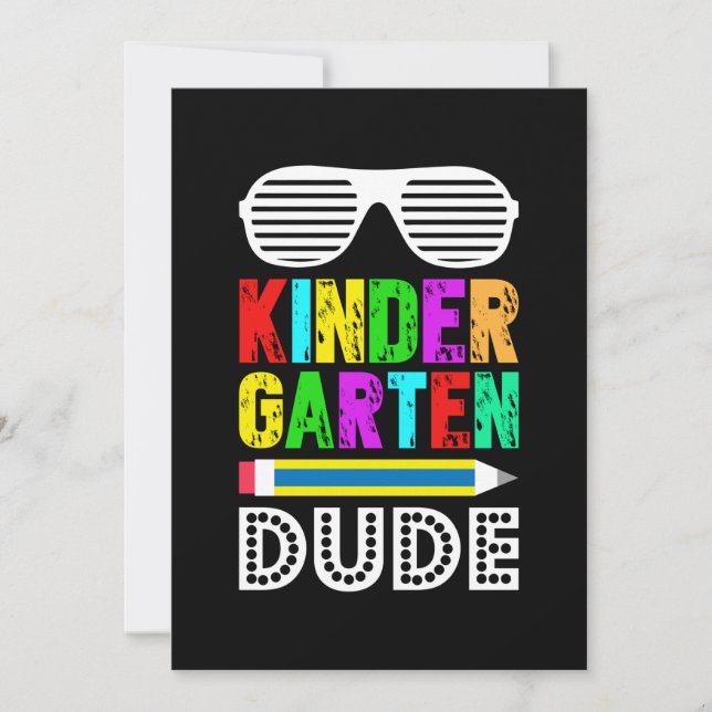 Kindergarten Dude First Day Back Invitation (Front)